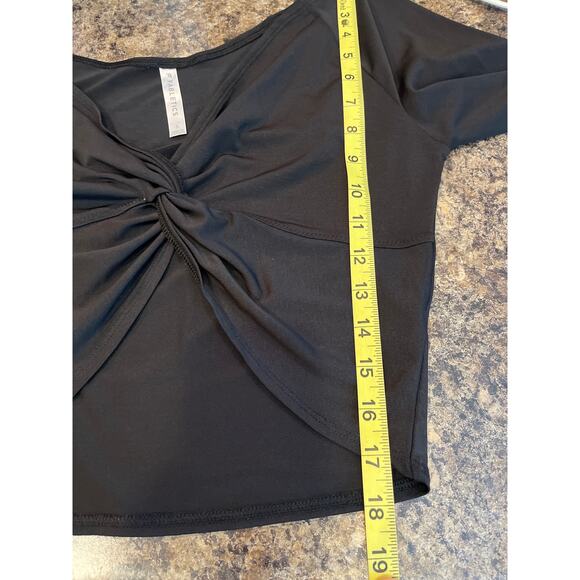 Fabletics Knit Twist Front Top Black V Neck Small Crop - Picture 8 of 9